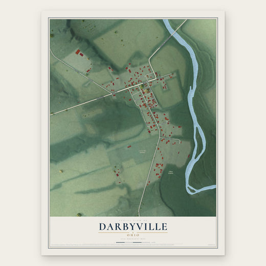 Darbyville, Ohio map print, the full design