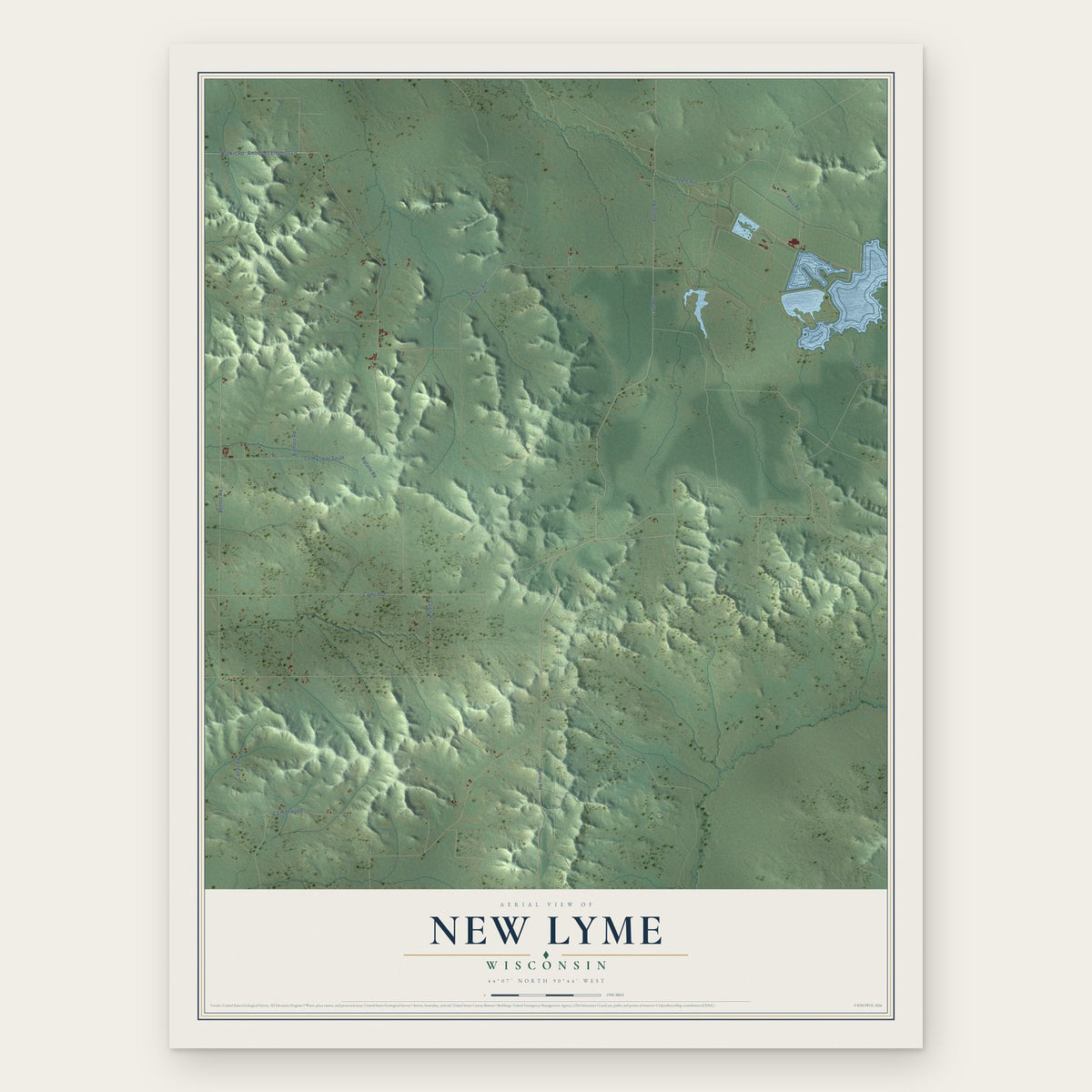 New Lyme, Wisconsin map print, the full design