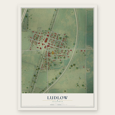 Ludlow, Illinois map print, the full design