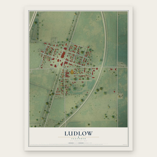 Ludlow, Illinois map print, the full design