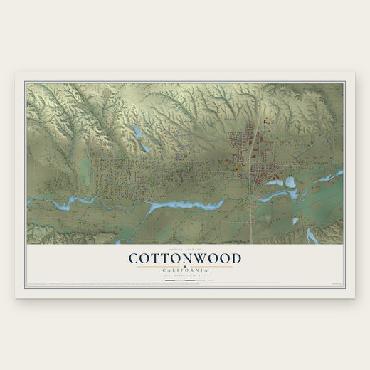 Cottonwood, California map print, the full design