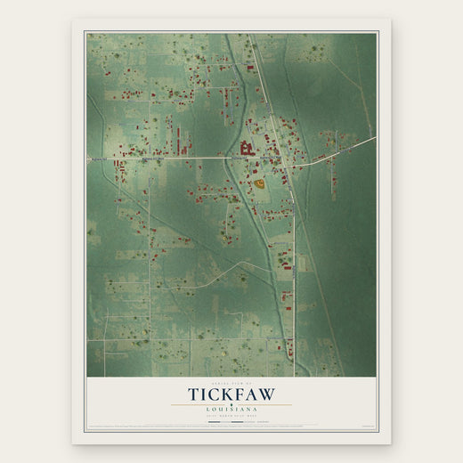 Tickfaw, Louisiana map print, the full design