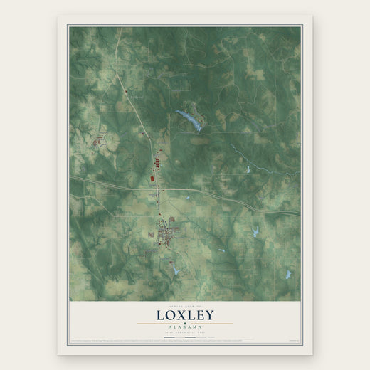 Loxley, Alabama map print, the full design