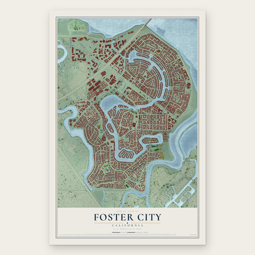 Foster City, California map print, the full design