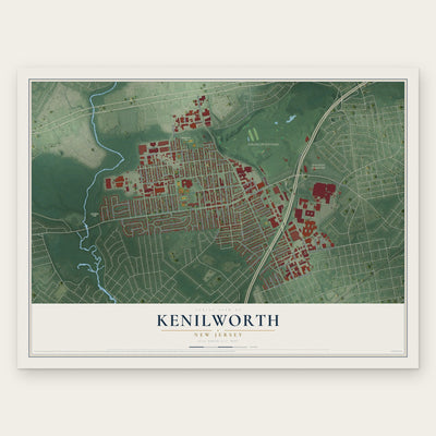 Kenilworth, New Jersey map print, the full design