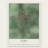 Flora, Indiana map print, the full design