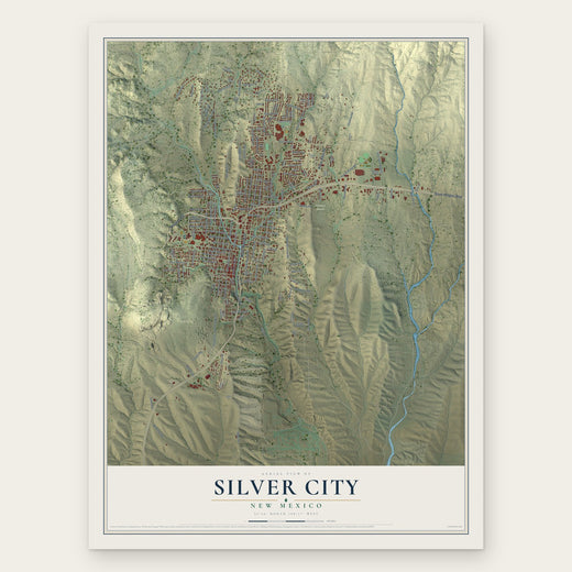 Silver City, New Mexico map print, the full design