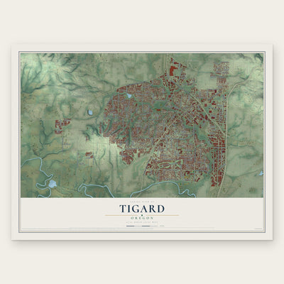 Tigard, Oregon map print, the full design