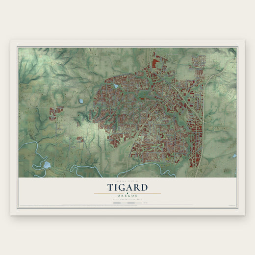 Tigard, Oregon map print, the full design