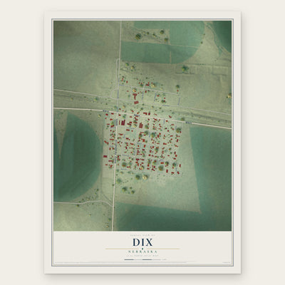 Dix, Nebraska map print, the full design