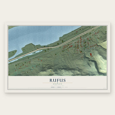 Rufus, Oregon map print, the full design