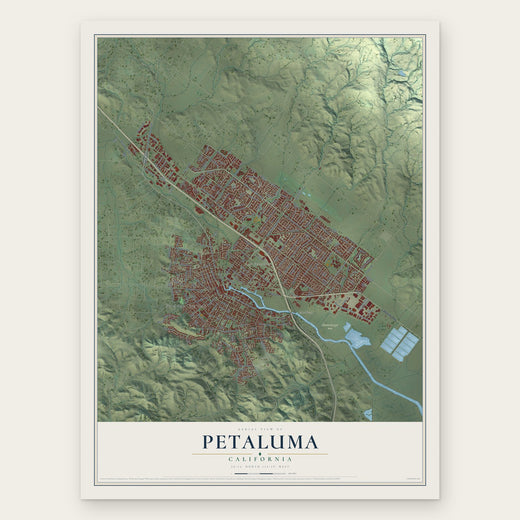 Petaluma, California map print, the full design