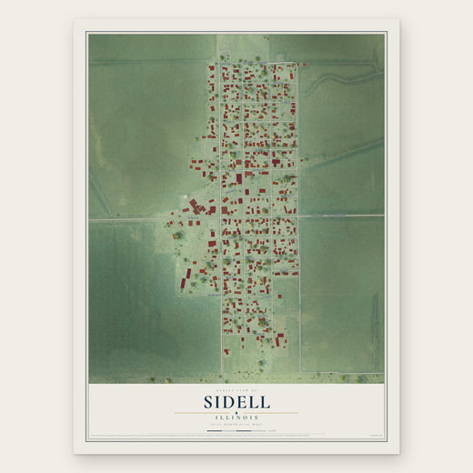 Sidell, Illinois map print, the full design