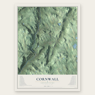 Cornwall, Connecticut map print, the full design