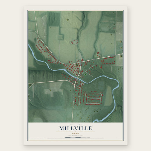 Millville, Ohio map print, the full design