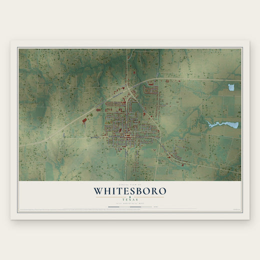 Whitesboro, Texas map print, the full design