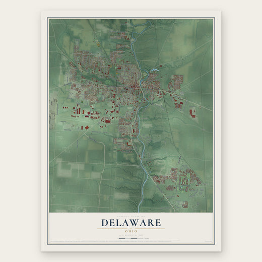 Delaware, Ohio map print, the full design