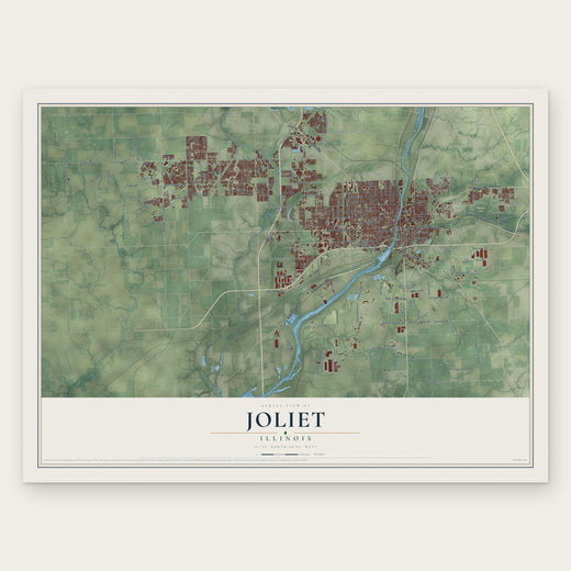 Joliet, Illinois map print, the full design