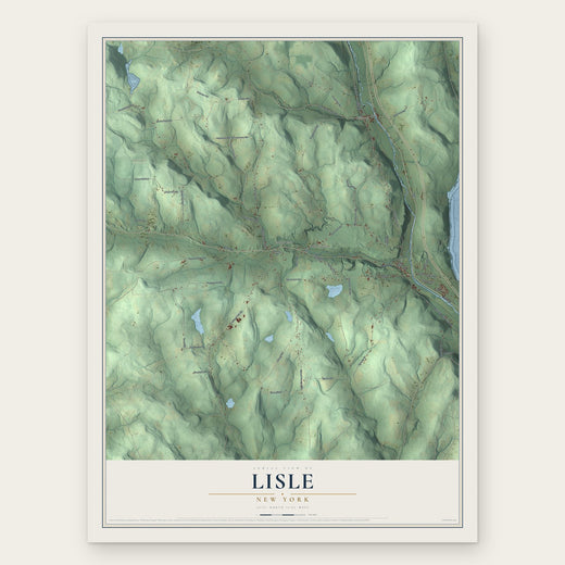 Lisle, New York map print, the full design