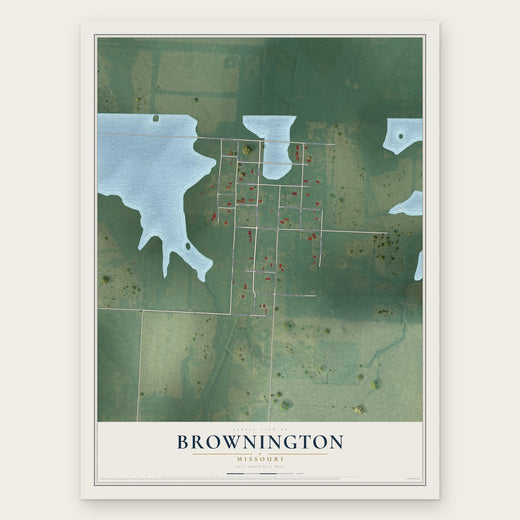 Brownington, Missouri map print, the full design