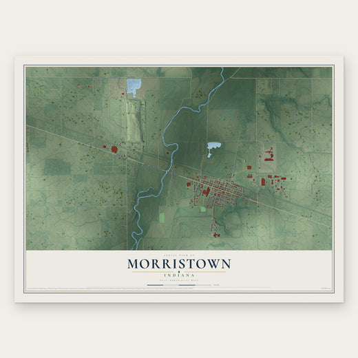 Morristown, Indiana map print, the full design