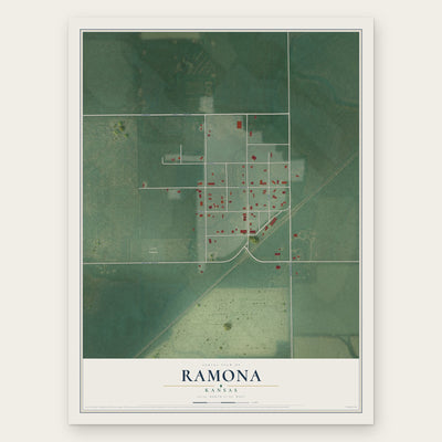 Ramona, Kansas map print, the full design