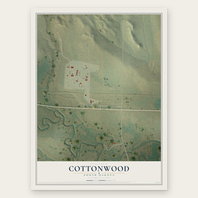 Cottonwood, South Dakota map print, the full design