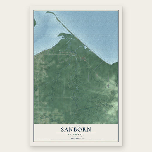 Sanborn, Wisconsin map print, the full design