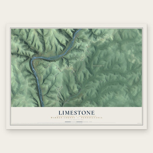 Limestone, Warren County, Pennsylvania map print, the full design