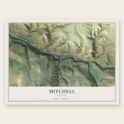 Mitchell, Oregon map print, the full design