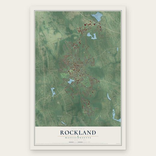 Rockland, Massachusetts map print, the full design