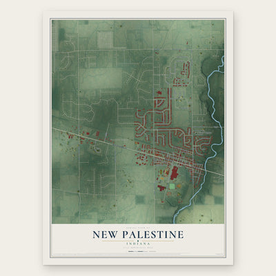 New Palestine, Indiana map print, the full design