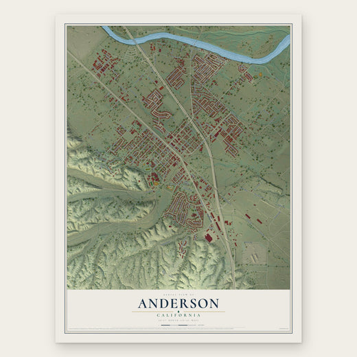 Anderson, California map print, the full design