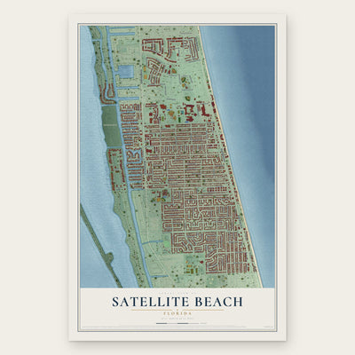 Satellite Beach, Florida map print, the full design