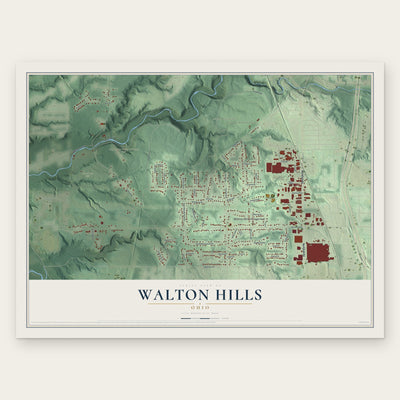 Walton Hills, Ohio map print, the full design