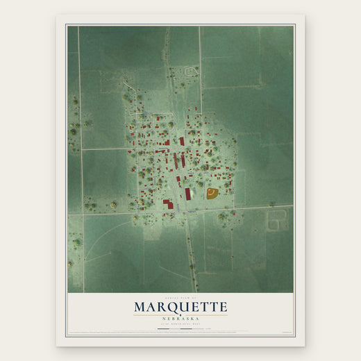 Marquette, Nebraska map print, the full design