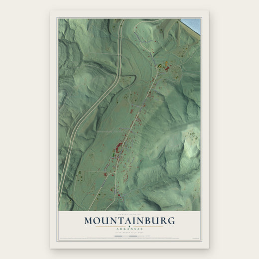 Mountainburg, Arkansas map print, the full design