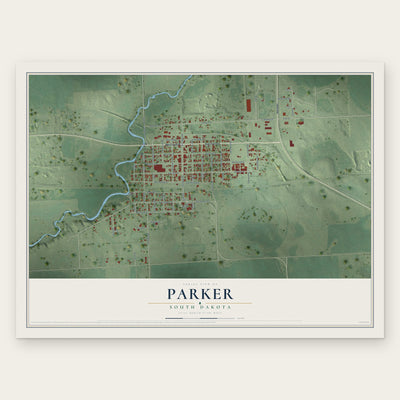Parker, South Dakota map print, the full design
