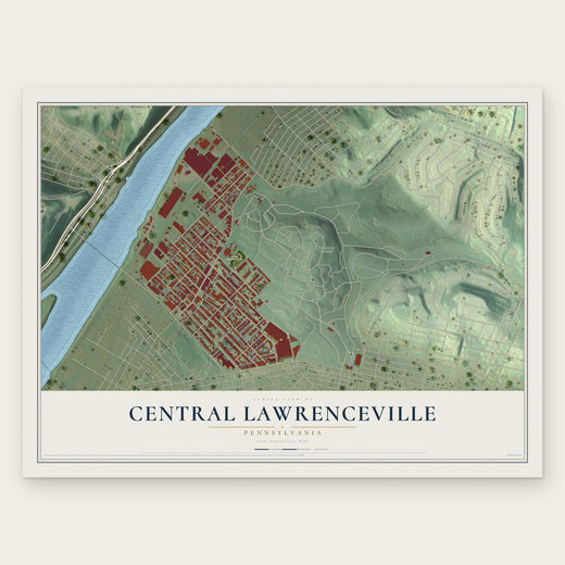 Central Lawrenceville, Pennsylvania map print, the full design
