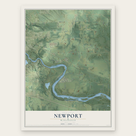 Newport, Wisconsin map print, the full design