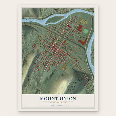 Mount Union, Pennsylvania map print, the full design