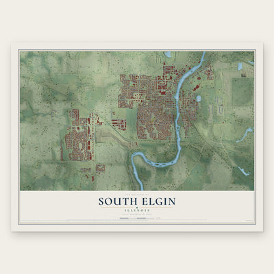 South Elgin, Illinois map print, the full design