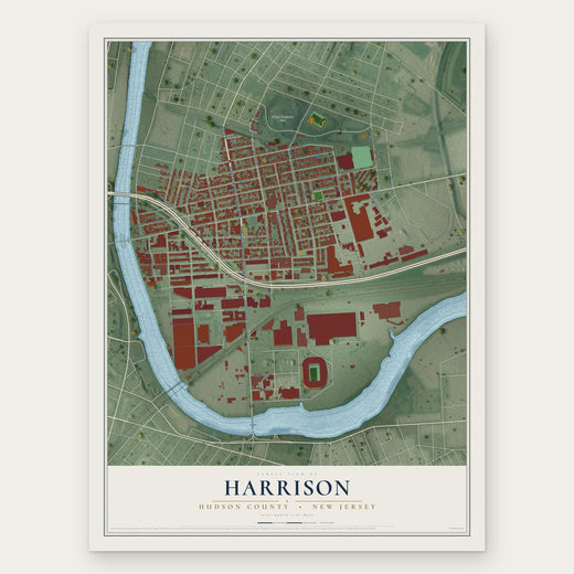 Harrison, Hudson County, New Jersey map print, the full design