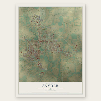 Snyder, Texas map print, the full design