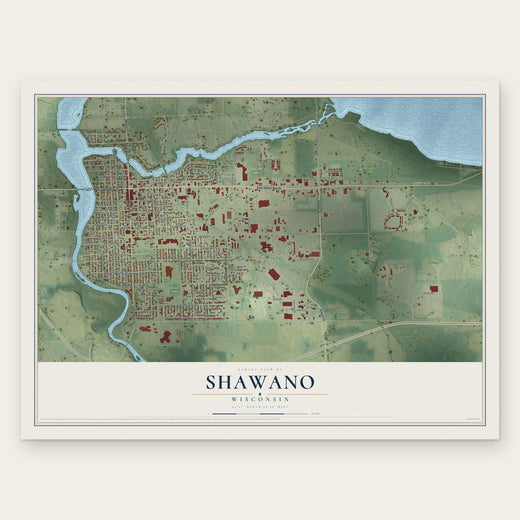 Shawano, Wisconsin map print, the full design