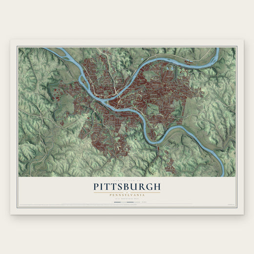 Pittsburgh, Pennsylvania map print, the full design