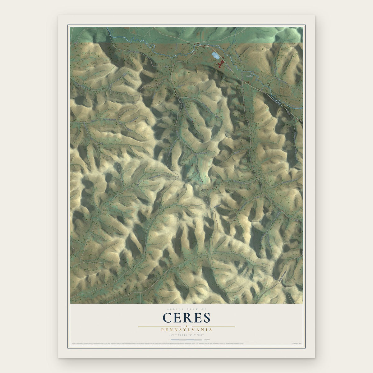 Ceres, Pennsylvania map print, the full design