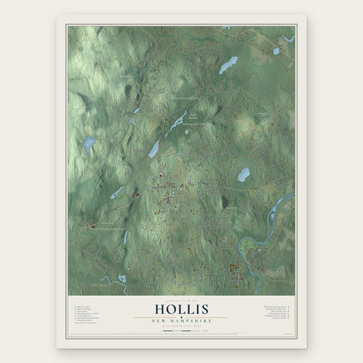 Hollis, New Hampshire map print, the full design