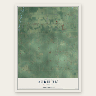 Aurelius, Michigan map print, the full design