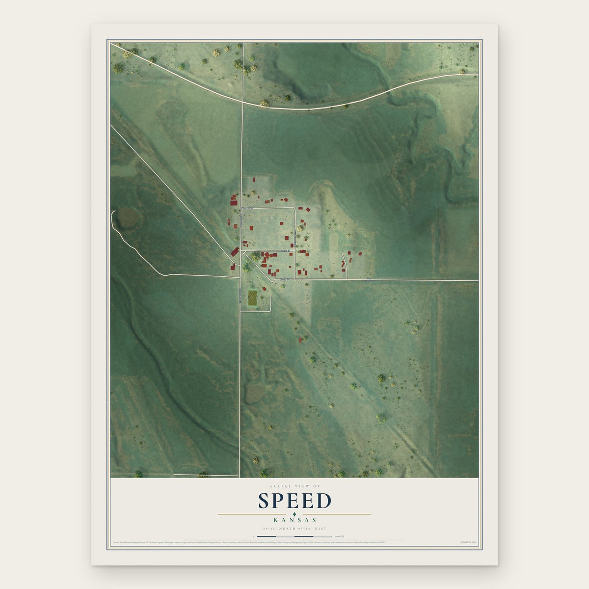 Speed, Kansas map print, the full design